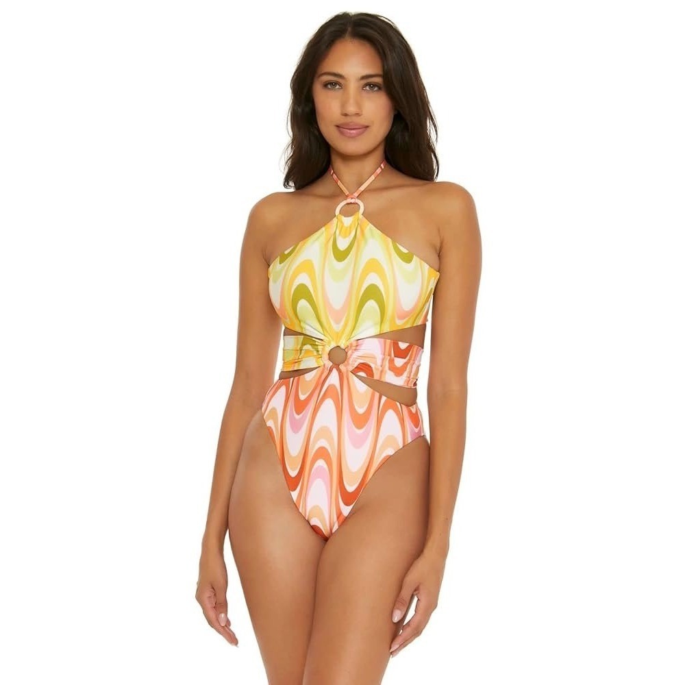 BECCA Whirlpool Margot High Neck One-Piece Multi Women's Size Small
